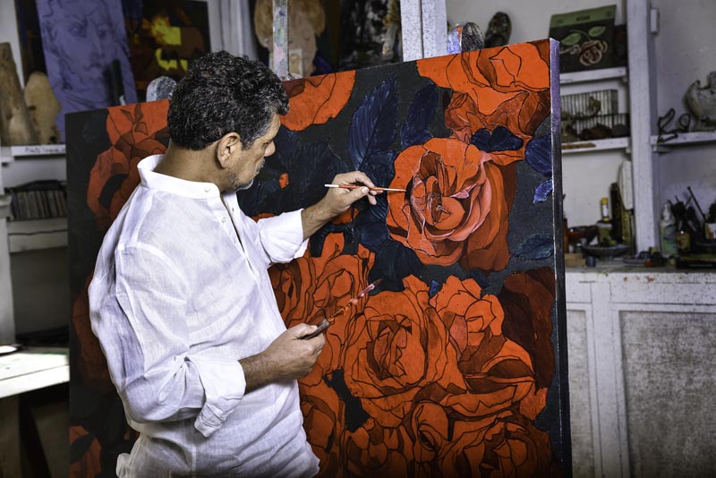 Davila at work in his studio