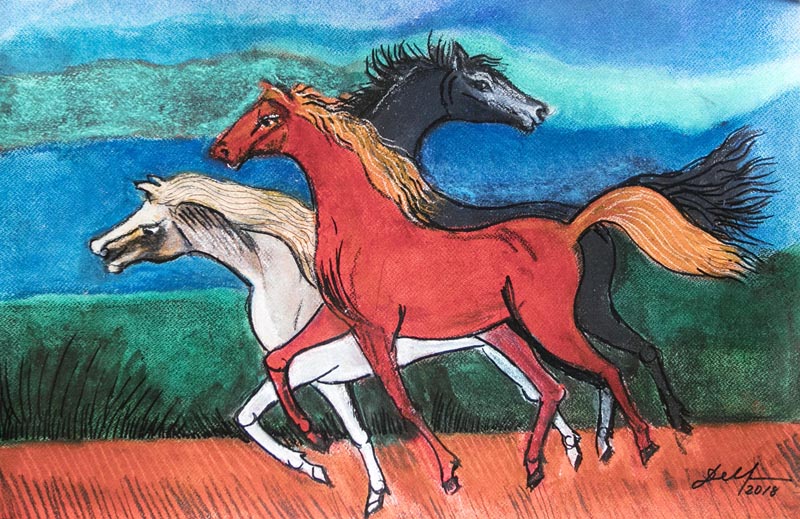 Caballos Trotando, 72 X 50 cm